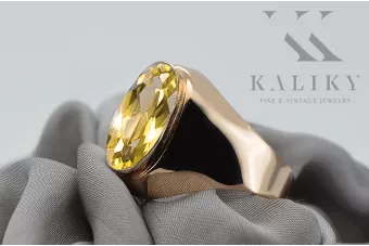 Ring Vintage Yellow Peridot Original Vintage 14K Rose Gold vrc077r